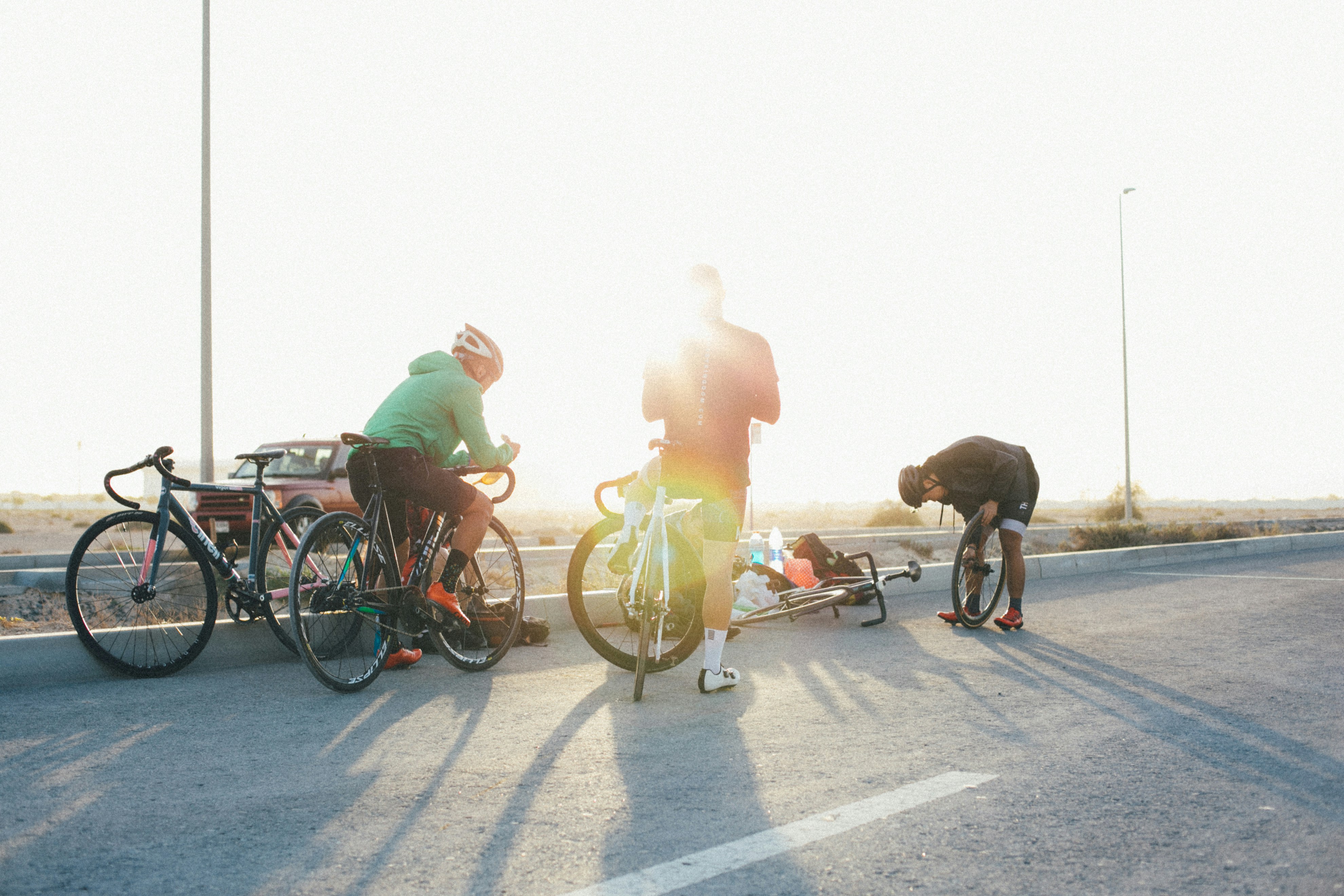 Cyclists at sunrise
